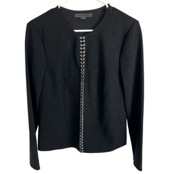ALEXANDER WANG Black Long Sleeve Top with Silver Hardware Embellishments Size 4 - Picture 1 of 12